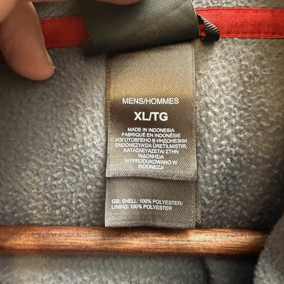 The North Face Gray Fleece Jacket Men’s XL Full Zip Red Logo - Picture 4 of 9